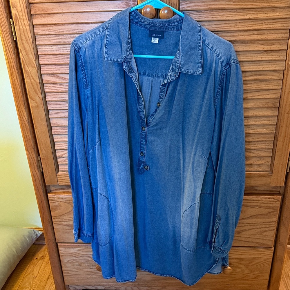 J. Jill Blue Denim Tunic Top Size 2X